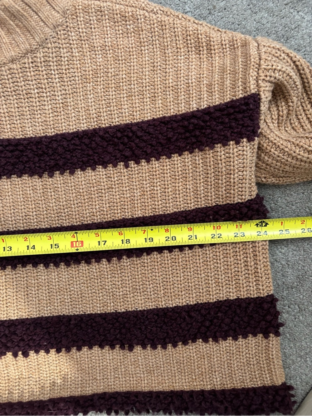 Lou & Grey Chunky Striped Knit Sweater Cotton Cashmere Alpaca Blend Fits M - Picture 5 of 8